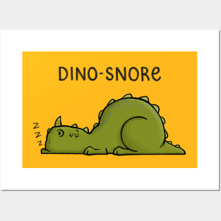 Dino-snore - Funny Cartoon Dinosaur Art Illustration Posters and Art